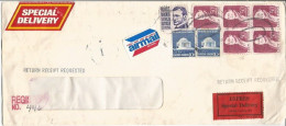 USA Reg. Airmail Express Sp.Delivery Cv + Return Receipt Requested Port Jeffereson NY 30aug1976 To Italy 3sep Rate 2$73 - Lettres & Documents