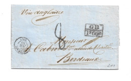 DENMARK DANMARK DANISH WEST INDIES - 1857 FORWARDED LETTER BRIEF LETTRE TO BORDEAUX FRANCE - Denmark (West Indies)