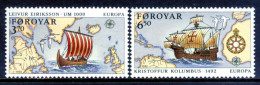 Faroe Is. 1992 Feroe / Europa CEPT Columbus Ships MNH Cristóbal Colón Barcos / Gh35  5-18 - 1992