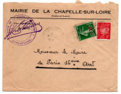 Env. Affr.1f30 : 1f Pétain + 30/35c Semeuse - Lettre 2° échelon, Tarif 1.12.1939 - La Chapelle/Loire (Indre & Loire)1941 - Tarifas Postales