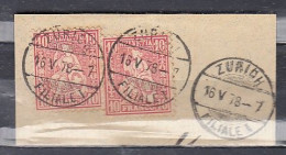 Nr 43 Gestempeld Op Fragment Zurich Filiale - Used Stamps
