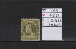 PRIX FIXE Obl 185 YT 192A MIC US414 SCOT US409 GIB Benjamin Franklin  1912 1915 Etats Unis 58/06 Dentelé 3 Cotés - Used Stamps