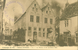 Guerre 14 Sur CPA Campagne 1914 Ruines D'Ypres Cachet Mission Française Près De L'armée ? Belge Je Pense - Guerre De 1914-18