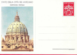 VATICANO - INTERO CARTOLINA POSTALE - LIRE 35 (CUPOLONE) - (CAT. INT. 9B/1) - NUOVA - Postwaardestukken