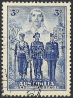 AUSTRALIA 1940 KGVI 3d  Blue Australian Imperial Forces SG198 FU - Oblitérés