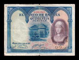 España Spain 500 Pesetas Isabel La Católica 1927 Pick 73 Sello En Seco Bc/+ F/+ - 500 Pesetas