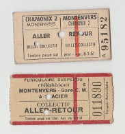 N. 2 BIGLIETTI ANNI '60 CHAMONIX 2 MONTENVERS  X MER DE GLACE - Altri & Non Classificati