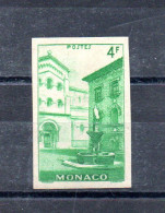 MONACO -- MONTE CARLO -- NON DENTELE -- Timbre 4 Francs émeraude - Neuf ** -- Place Saint Nicolas - Variétés