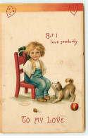 N°18893 - Carte Gaufrée - Clapsaddle - To My Love - Chien Près D'un Garçon Voulant Jouer à La Balle - Saint-Valentin