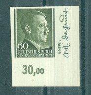 POLOGNE - N°95** MNH Luxe SCAN DU VERSO - Effigie D'Hitler. Non Dentelé. Avec Signature. - General Government