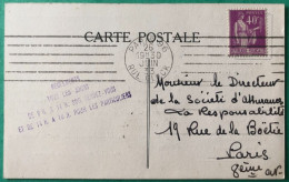 France, Divers Sur Carte Postale Cachet Mécanique Paris 6 Barres Parallèles - (B2215) - 1921-1960: Modern Tijdperk