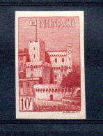 MONACO -- MONTE CARLO -- NON DENTELE -- Timbre 10 Francs Brun Carminé - Neuf ** -- Vue Du Palais - Abarten