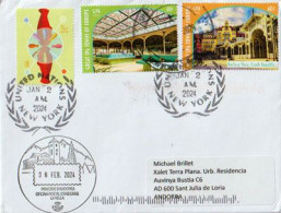 Karlovy Vary. Great Spa Town Of Europe, Letter 2024 From The UN  New-York To Andorra, With Arrival Postmark - Storia Postale