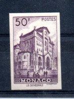 MONACO -- MONTE CARLO -- NON DENTELE -- Timbre 50 Francs Violet - Neuf ** -- Cathédrale De Monaco - Plaatfouten En Curiosa