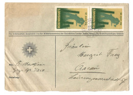Brief Enveloppe Schweiz Suisse GZ.BAT.256. 5.DIVISION 1939 Feldpost Paire Paar 2 Vignettes Block - Documenti