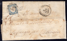 1861 2 AGO 2 GR.INDACO CHIARO SASS.20e CON SPLENDIDI MARGINI SU PIEGO DI LETTERA DA NAPOLI CON ANNULLO P1 FIRMATO BIONDI - Neapel