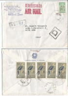 Myanmar Burma Italy Embassy Reg.AirMailCV 18oct1981 With Birds K.1 X5pcs + P.15 - Myanmar (Burma 1948-...)