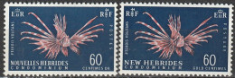 Nouvelles Hébrides Type M Pterois Volitans1967 N°265/266 Neuf*charnière - Neufs