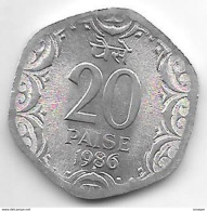 *  India  20  Paisa     1986 B Km 44   Unc - Inde