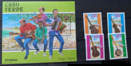 Cape Verde 1991, Musical Instruments, MNH S/S And Stamps Set - Cap Vert