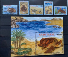 Cape Verde 2002, Hawskbill Turtle, MNH S/S And Stamps Set - Cap Vert