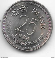 *india  25 Paisa 1986 B  Km 49.5    Unc - Inde