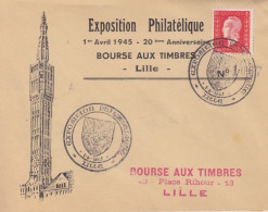 Lettre Obl. Cachet événementiel Exposition Philatélique Lille Le 1/4/45 Sur 2f40 Dulac N° 693 (tarif Du 1/3/45) - 1944-45 Marianne Of Dulac