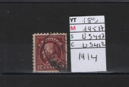 PRIX FIXE Obl 189 YT 195A MIC US417 SCOT US412 GIB  Benjamin Franklin  1912 1915 Etats Unis 58/06 Dentelé 3 Cotés - Used Stamps