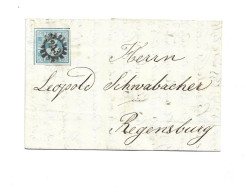 GERMANY DEUTSCHLAND - 1851 BAYERN FORWARDED LETTER BRIEF LETTRE TO REGENSBURG - Andere & Zonder Classificatie