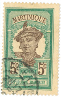 MARTINICA, MARTINIQUE, MOTIVI LOCALI, 1908-1927, FRANCOBOLLI  USATI Scott:FR-MAR 65, Yt:FR-MAR 64 - Gebruikt