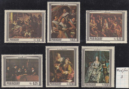 Peinture - Rembrandt - Jordaens - Frans Hals - Jan Steen - Paraguay - Yvert 906 / 11 ** - Rembrandt