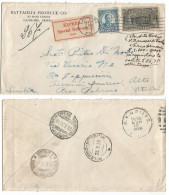 USA  Sp. Delivery Label Express CV Latrobe PA 12mar1936 X Italy With C.5 + Delivery C.20 - Express & Recomendados