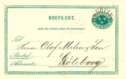 SWEDEN July 25th, 1891, "JÖNKÖPING" Large K1 On Superb 5 (FEM) ÖRE Green Postal Stationery Postcard - 1885-1911 Oscar II