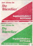 2 Dutch Matchbox Labels, Sittard - Limburg, De Bierelier, Begijnenhofstr. 7, Bier - Beer, Holland, Netherlands - Boites D'allumettes - Etiquettes