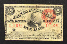 Banca Nazionale Nel Regno D'italia 2 Lire Cavour 22 01 1868 R Bb Lotto.3407 - Sonstige & Ohne Zuordnung