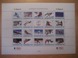 Österreich- PM Österreichs Schisportler 2007, Ganzer Bogen Nr. 01210 Mit Tagesstempel 1010 Wien 27.10.07 - Personalisierte Briefmarken