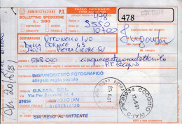 Italia (1991) - Bollettino Pacchi Contrassegno Da Cocquio (VA) Per Pietra Ligure (ingradimento Fotografico) - Colis-postaux