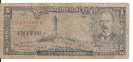 CUBA 1 PESO 1957 VG+ P 87 B - Kuba