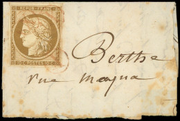 EMISSION DE 1849 - 1    10c. Bistre-jaune, Obl. Boite X En Rouge (3 Fois) Sur Fragt, RRR, TB - 1849-1850 Cérès