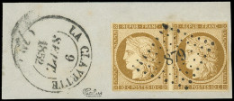 EMISSION DE 1849 - 1    10c. Bistre-jaune, Nuance Soutenue, PAIRE Obl. PC 879 S. Fragt, Càd T14 LA CLAYETTE 9/9/52, Supe - 1849-1850 Ceres