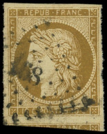 EMISSION DE 1849 - 1c   10c. Bistre-VERDATRE FONCE, Voisin En Bas, Obl. PC 168, Frappe Un Peu Grasse, TB - 1849-1850 Cérès