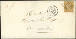 Let EMISSION DE 1849 - 1    10c. Bistre-jaune, Obl. GRILLE S. LSC, Càd T15 AUCH 9/3/51 Et Cursive 31/BARRAN En ROUGE, TT - 1849-1876: Klassik