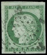 EMISSION DE 1849 - 2    15c. Vert, Obl. ETOILE, Très Grandes Marges Dont 2 Voisins, TTB - 1849-1850 Ceres