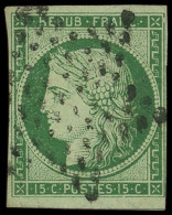 EMISSION DE 1849 - 2b   15c. Vert FONCE, Obl. ETOILE, TB. J - 1849-1850 Cérès