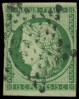 EMISSION DE 1849 - 2b   15c. Vert FONCE, Obl. ETOILE, TB. J - 1849-1850 Ceres