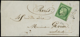 Let EMISSION DE 1849 - 2b   15c. Vert FONCE, Obl. ETOILE S. LAC, Au Verso Càd PARIS 25/11/52, TB/TTB - 1849-1876: Periodo Classico