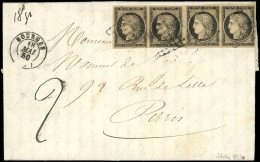 Let EMISSION DE 1849 - 3    20c. Noir Sur Jaune, 2 PAIRES Obl. GRILLE S. LAC, Càd T15 BOURGES 18/5/50, Poids 18 G Donc T - 1849-1876: Période Classique