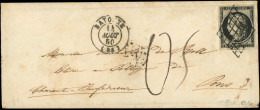 Let EMISSION DE 1849 - 3a   20c. Noir Sur Blanc, Obl. GRILLE S. Env., Càd T15 BAYONNE 11/8/50 Et Taxe Plume 05, Tarif 25 - 1849-1876: Klassieke Periode