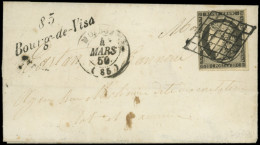 Let EMISSION DE 1849 - 3c   20c. GRIS-NOIR, Obl. GRILLE S. LSC, Càd T15 MOISSAC Et Cursive 85/BOURG-DE-VISA, TB, Certif. - 1849-1876: Periodo Classico