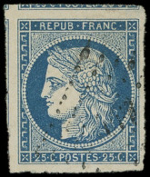 EMISSION DE 1849 - 4    25c. Bleu, 3 Amorces De Voisins, Obl. PC, TTB/Superbe - 1849-1850 Cérès